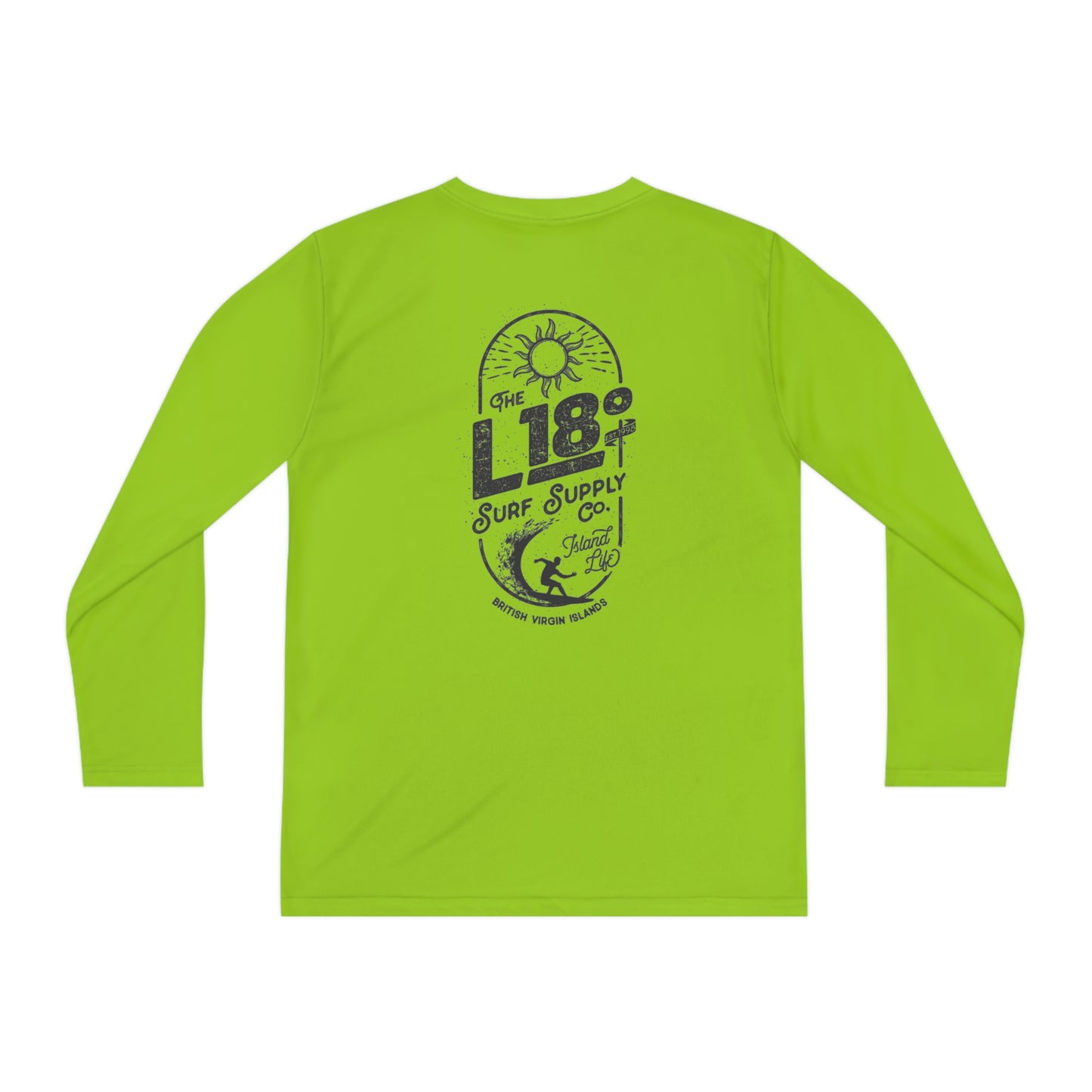 "L18º Surf Supply Co. | Surfing the Line" Youth L/S Performance Tee