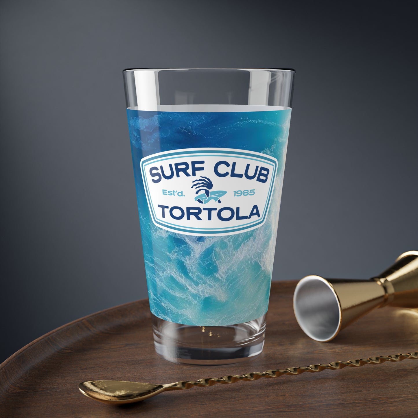 "Surf Club Tortola" Pint Glass, 16oz