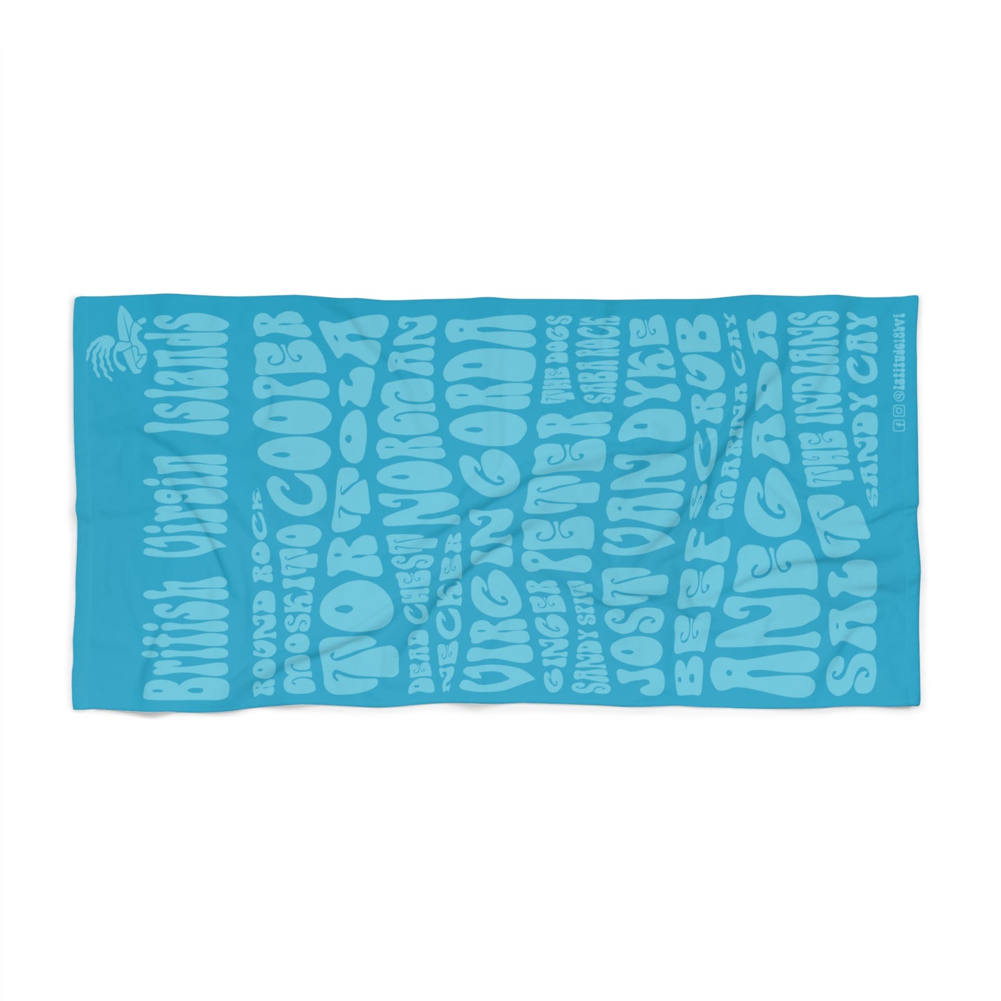 “BVI Island Names" Beach Towel