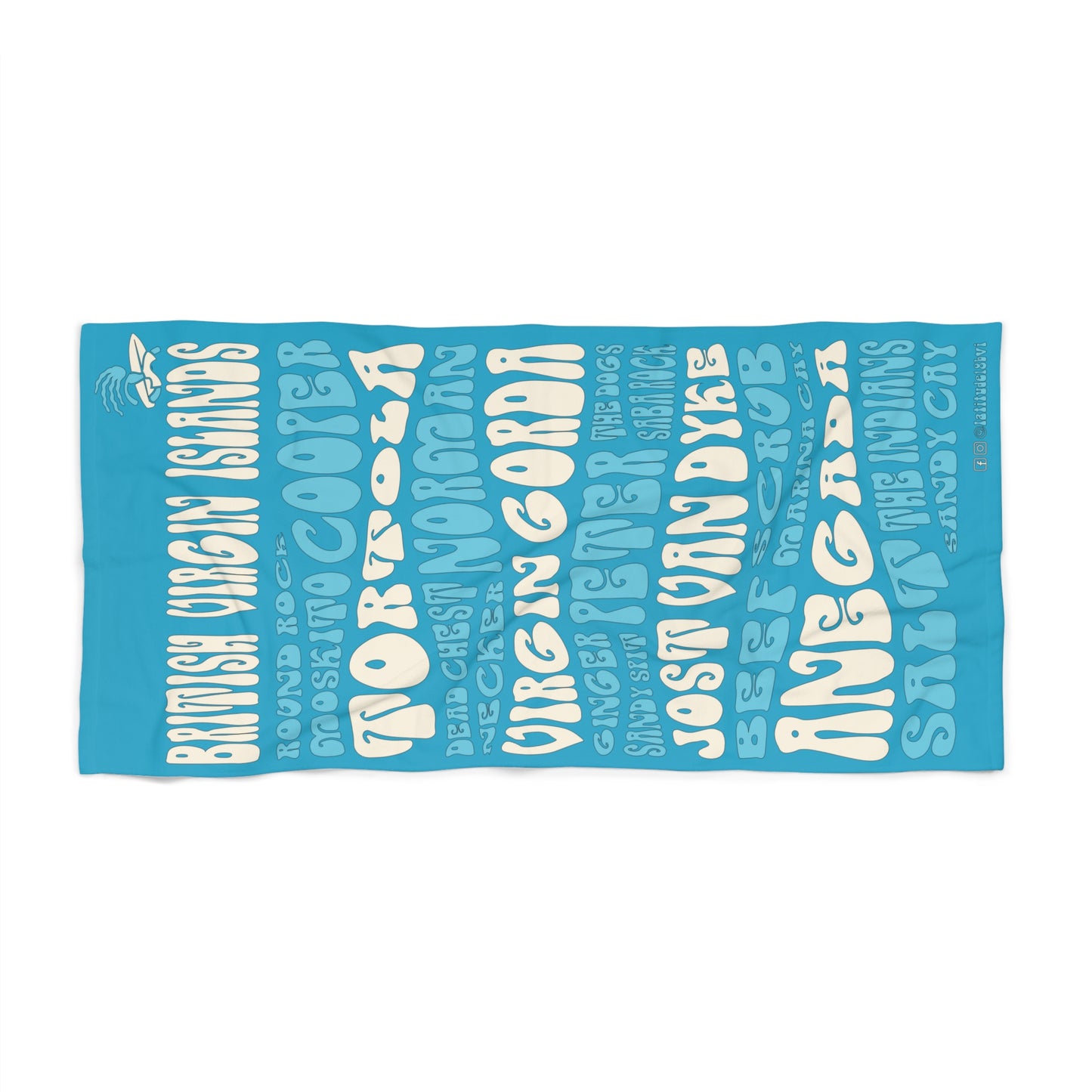 “BVI Island Names" (Outline) Beach Towel