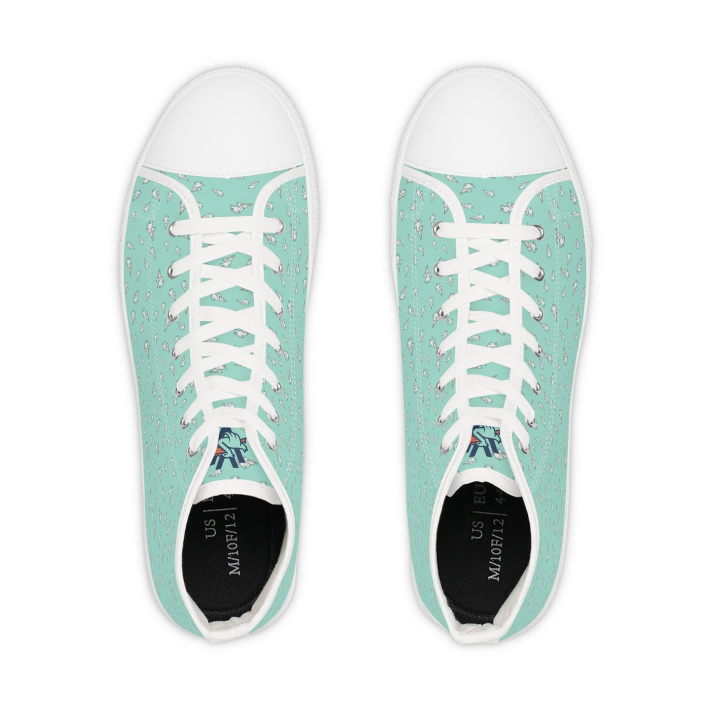 "Virgin Vibes" (Teal on White) Men's High Top Sneakers