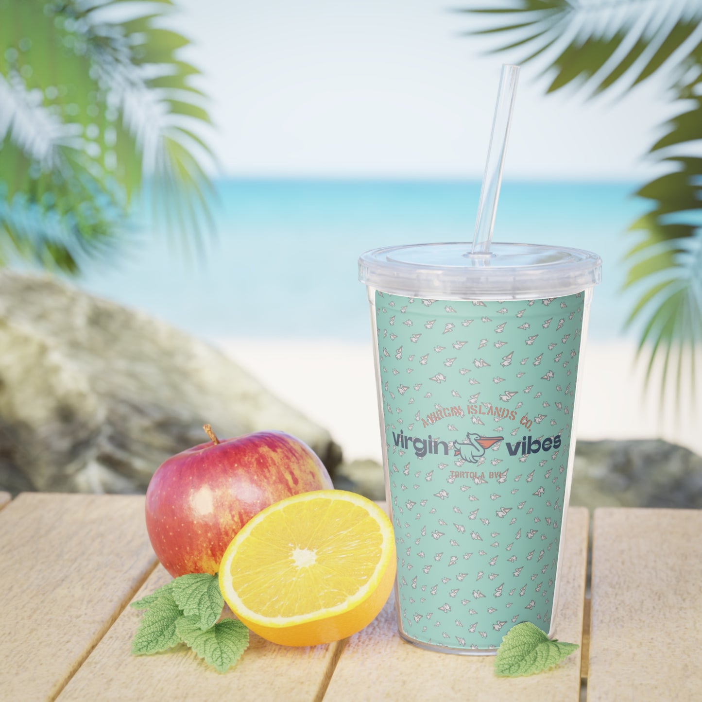 "Virgin Vibes | BVI" Plastic Tumbler w/ Straw 20oz