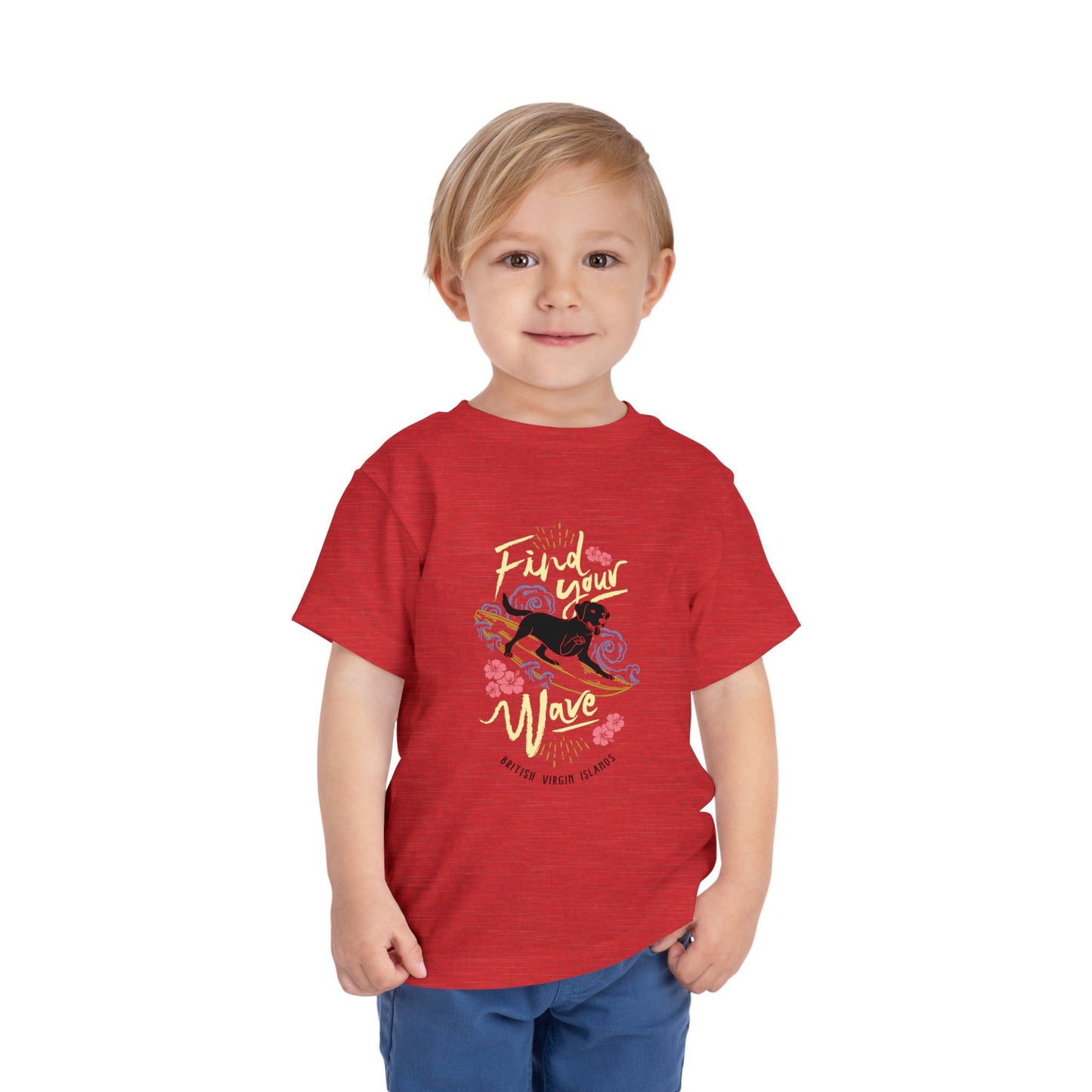 Toddler Tee — "Find Your Wave" Surfing Dog Graphic