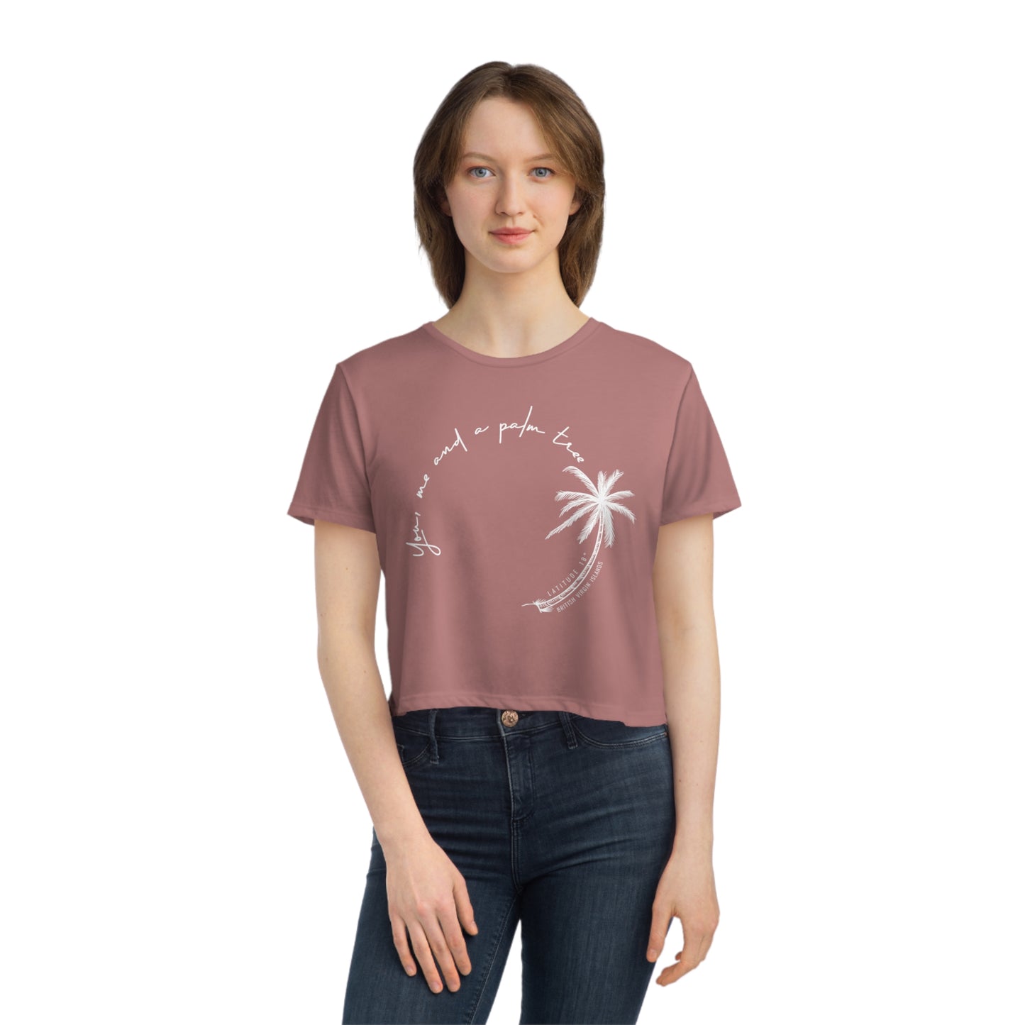 "You, Me, Palm Tree” Women's Flowy Cropped Tee