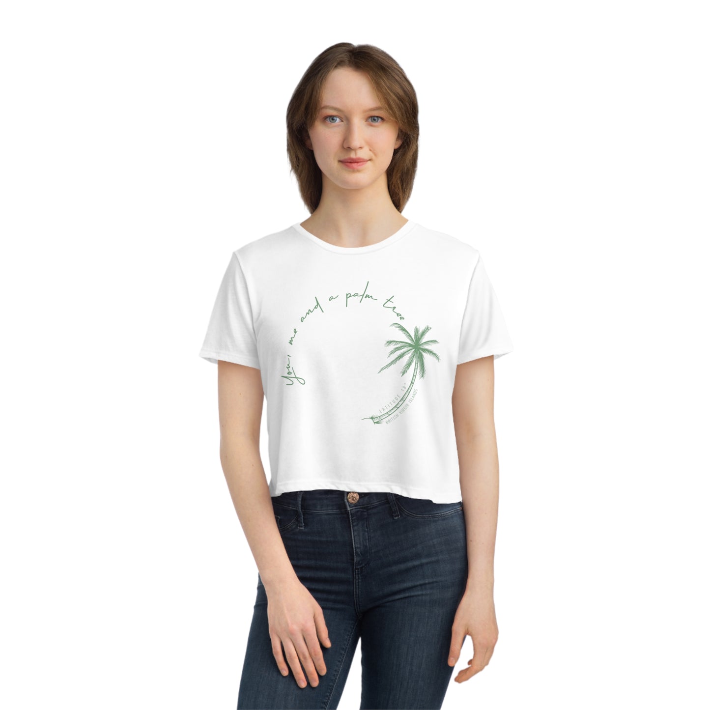 "You, Me, Palm Tree” Women's Flowy Cropped Tee