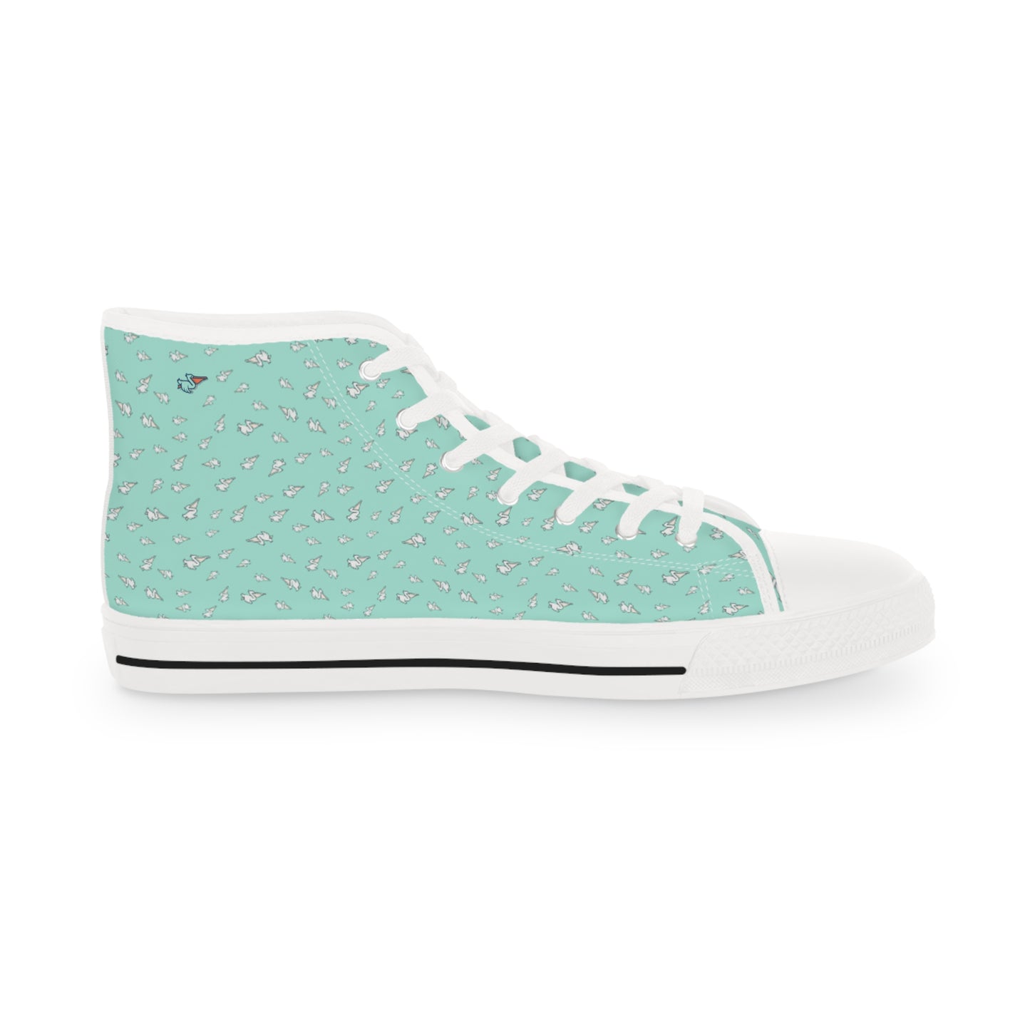 "Virgin Vibes" (Teal on White) Men's High Top Sneakers