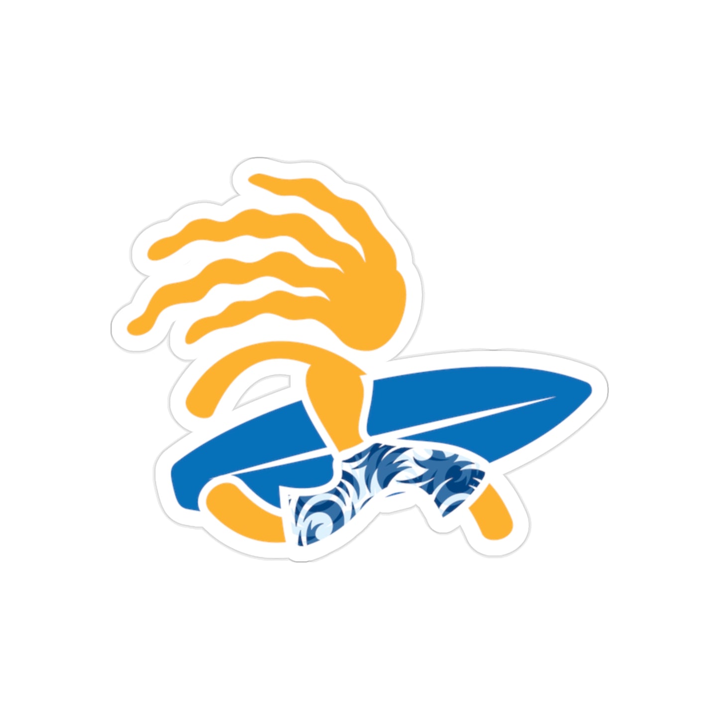 "Surfer Dude" (Blue Curl) Transparent Outdoor Die-Cut Sticker
