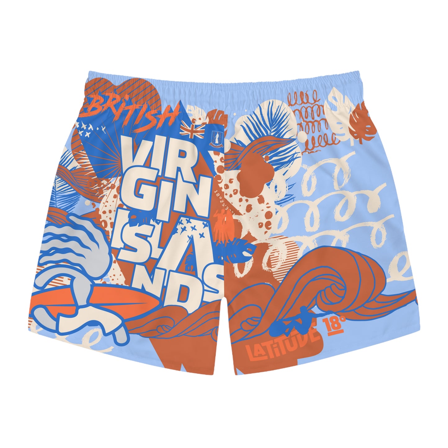 "BVI - For Island Life” (Crush) Swim Trunks