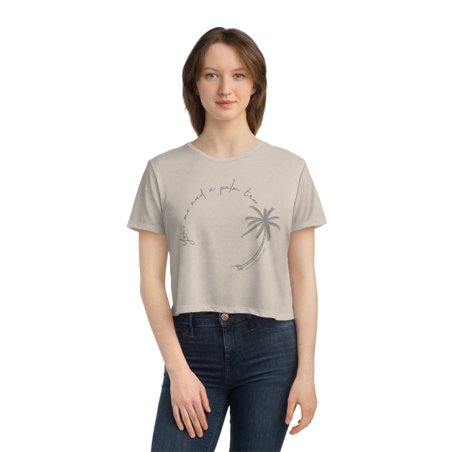 "You, Me, Palm Tree” Women's Flowy Cropped Tee