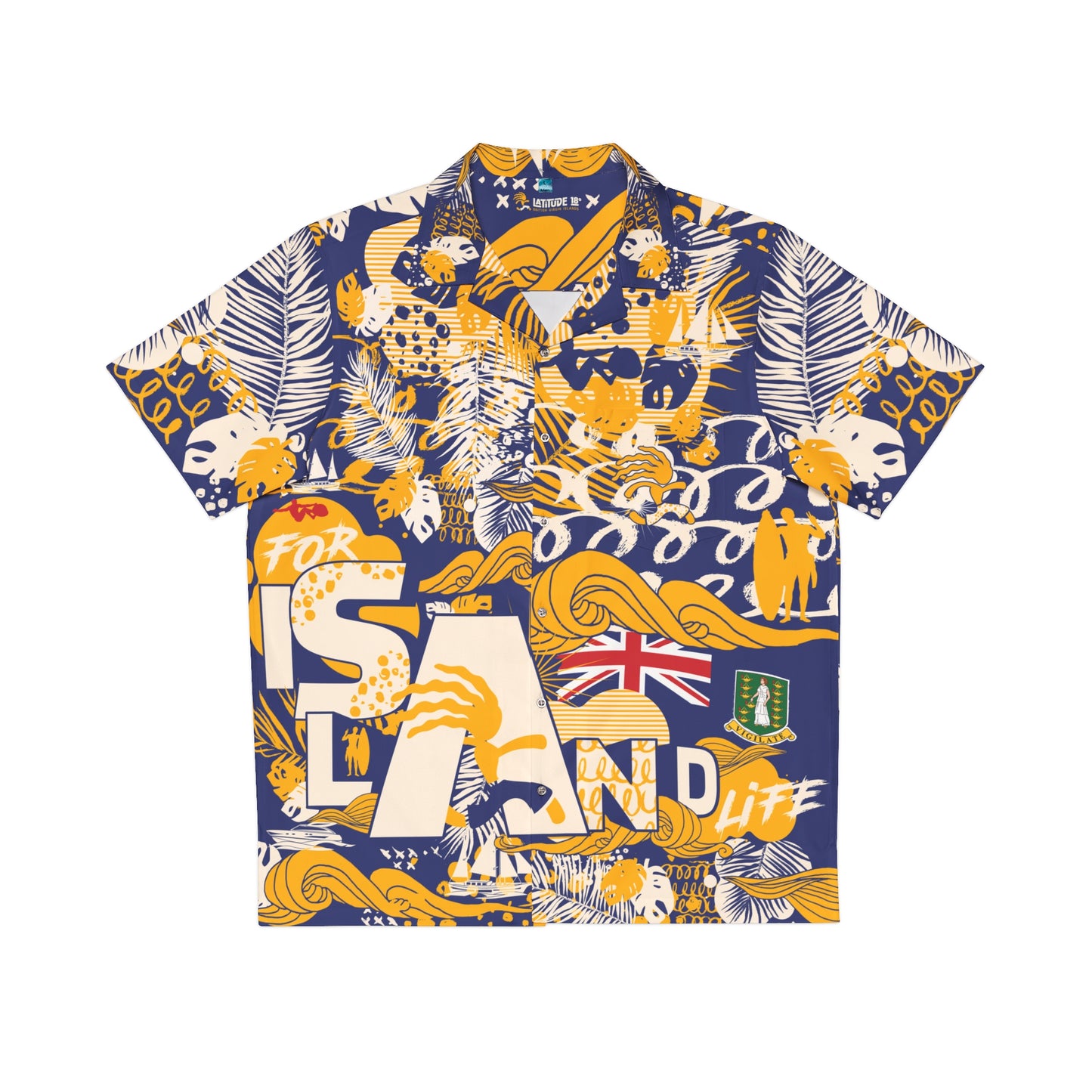 "BVI - For Island Life" (Flag Blue) Men's Hawaiian Shirt