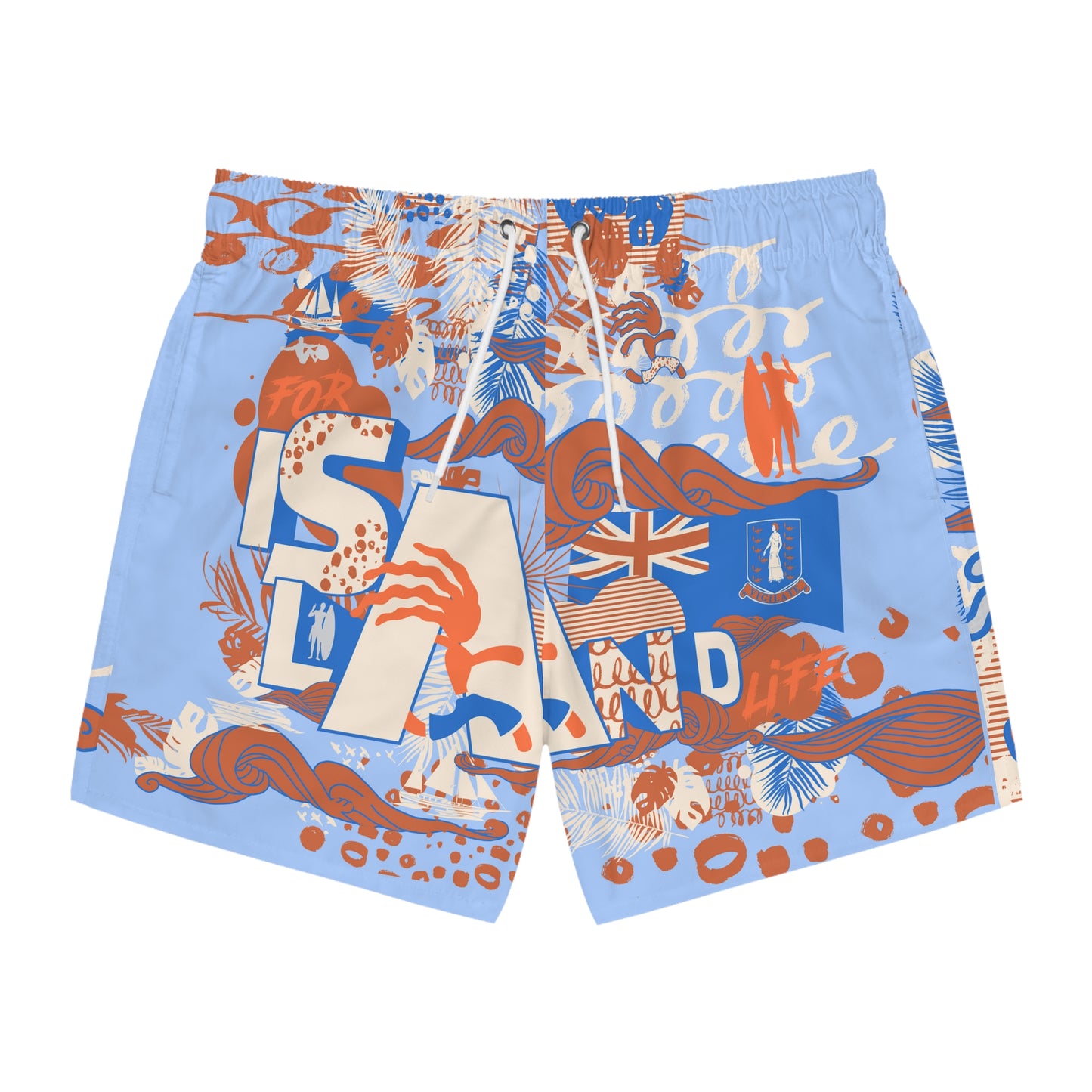 "BVI - For Island Life” (Crush) Swim Trunks