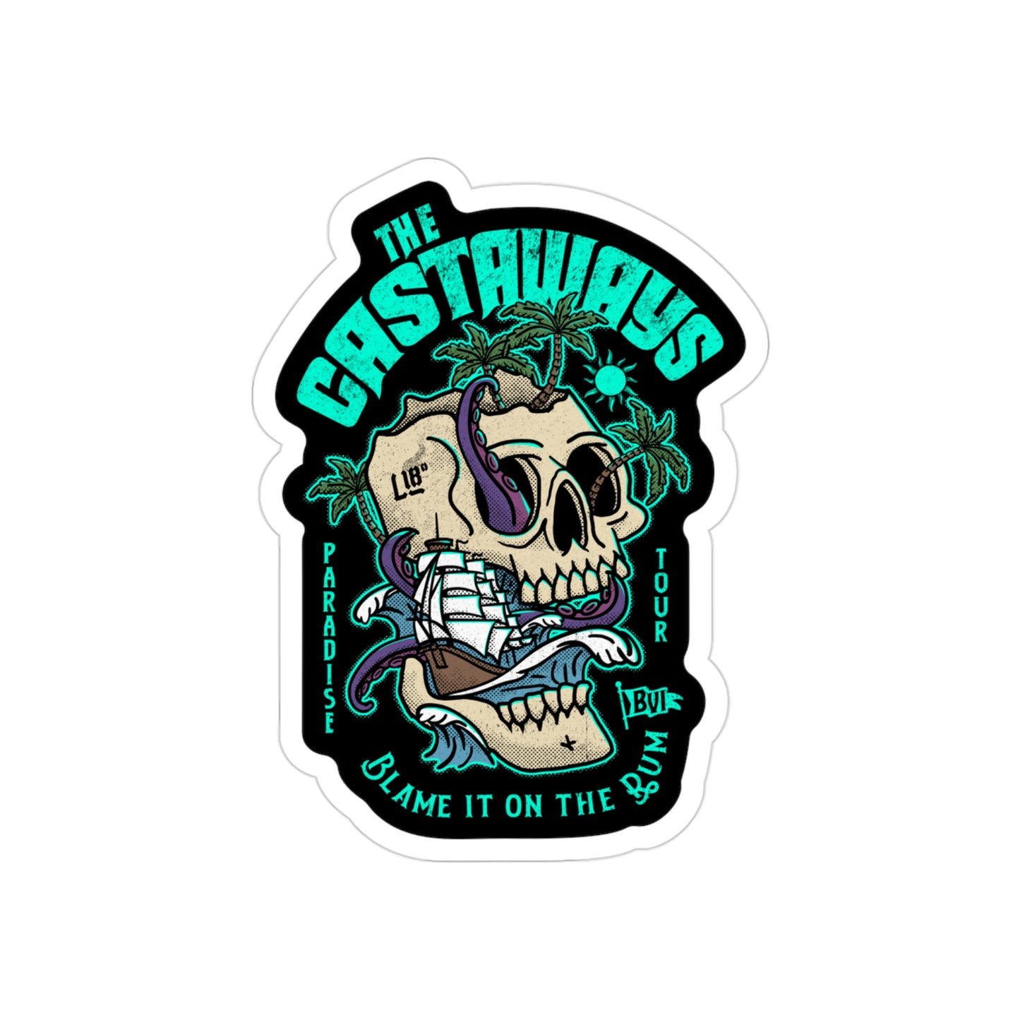 "The Castaways" (Black) Transparent Outdoor Die-Cut Sticker