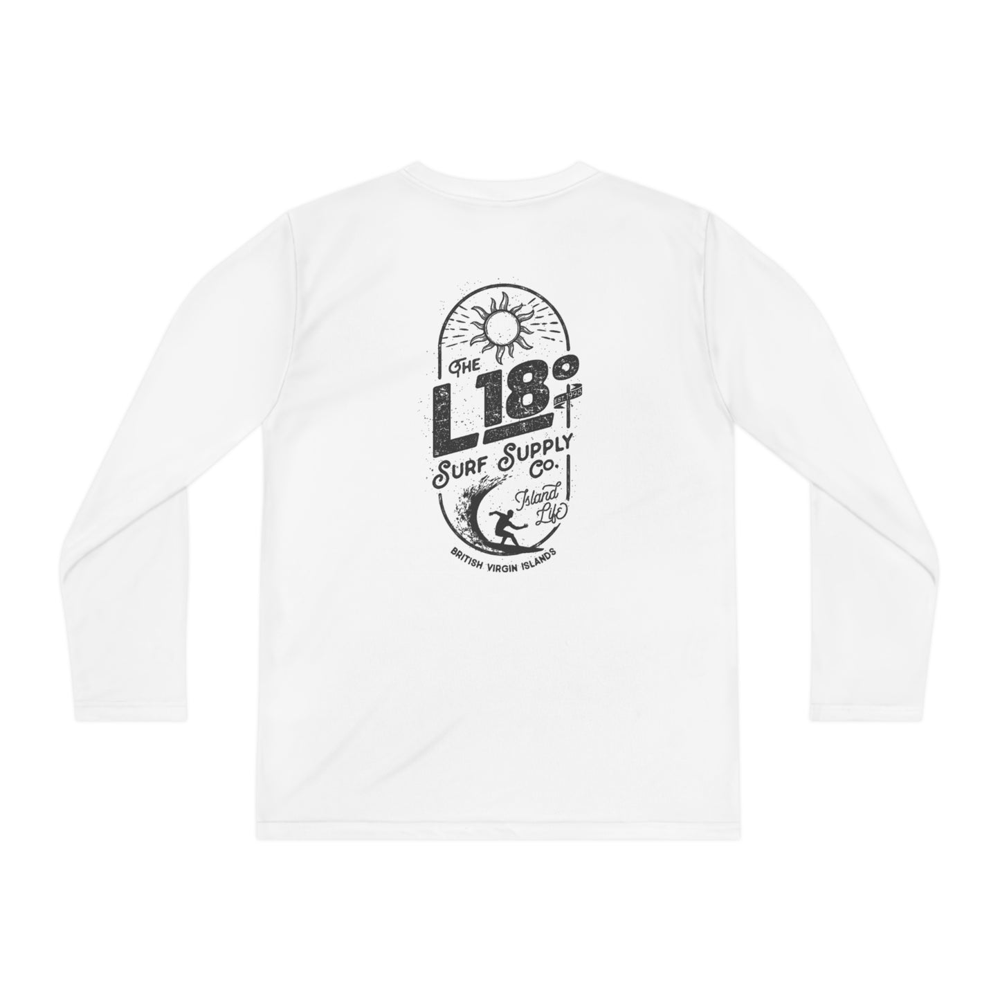 "L18º Surf Supply Co. | Surfing the Line" Youth L/S Performance Tee