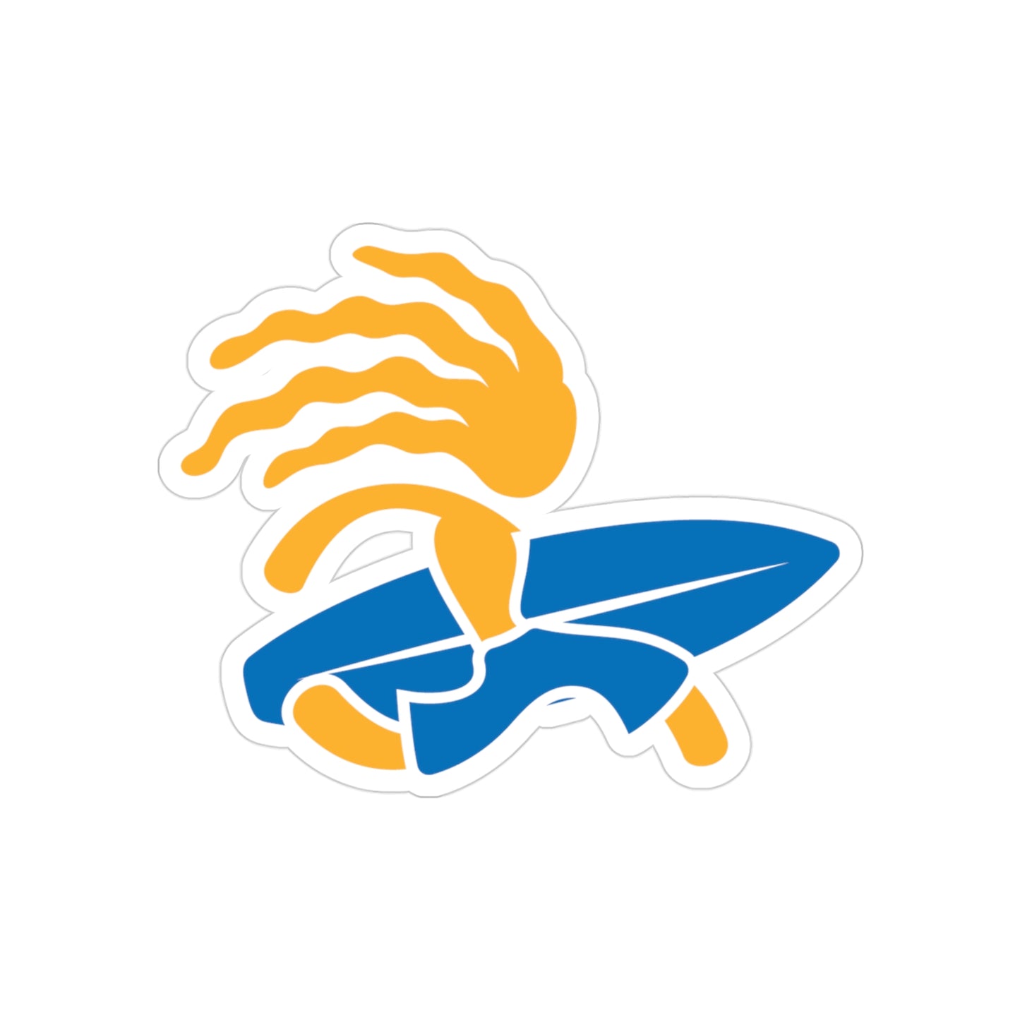 "Surfer Dude" (Solid Blue) Transparent Outdoor Die-Cut Sticker