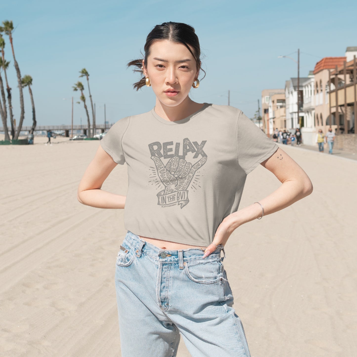 “Relax” Women's Flowy Cropped Tee