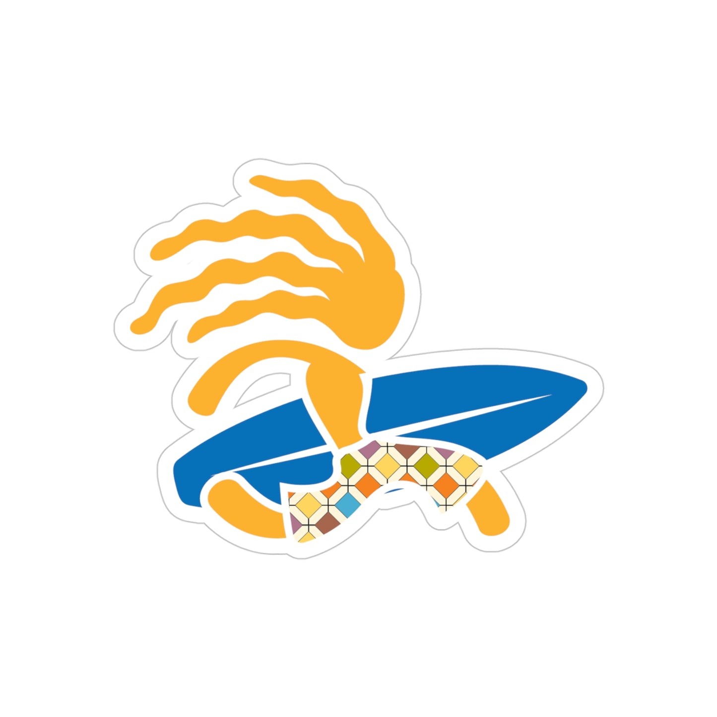 "Surfer Dude" (Squares) Transparent Outdoor Die-Cut Sticker
