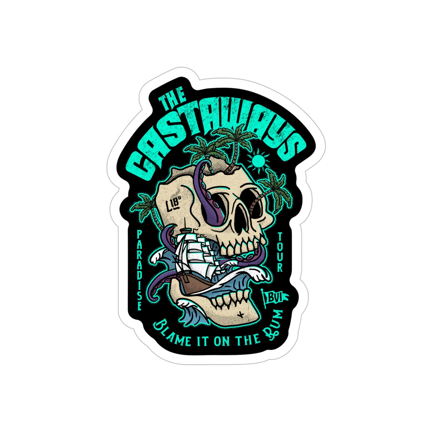"The Castaways" (Black) Transparent Outdoor Die-Cut Sticker