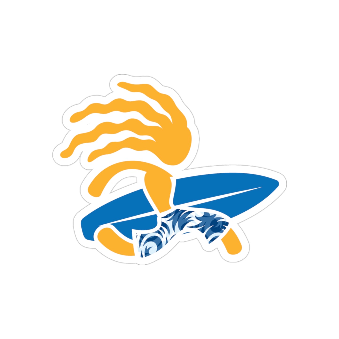 "Surfer Dude" (Blue Curl) Transparent Outdoor Die-Cut Sticker