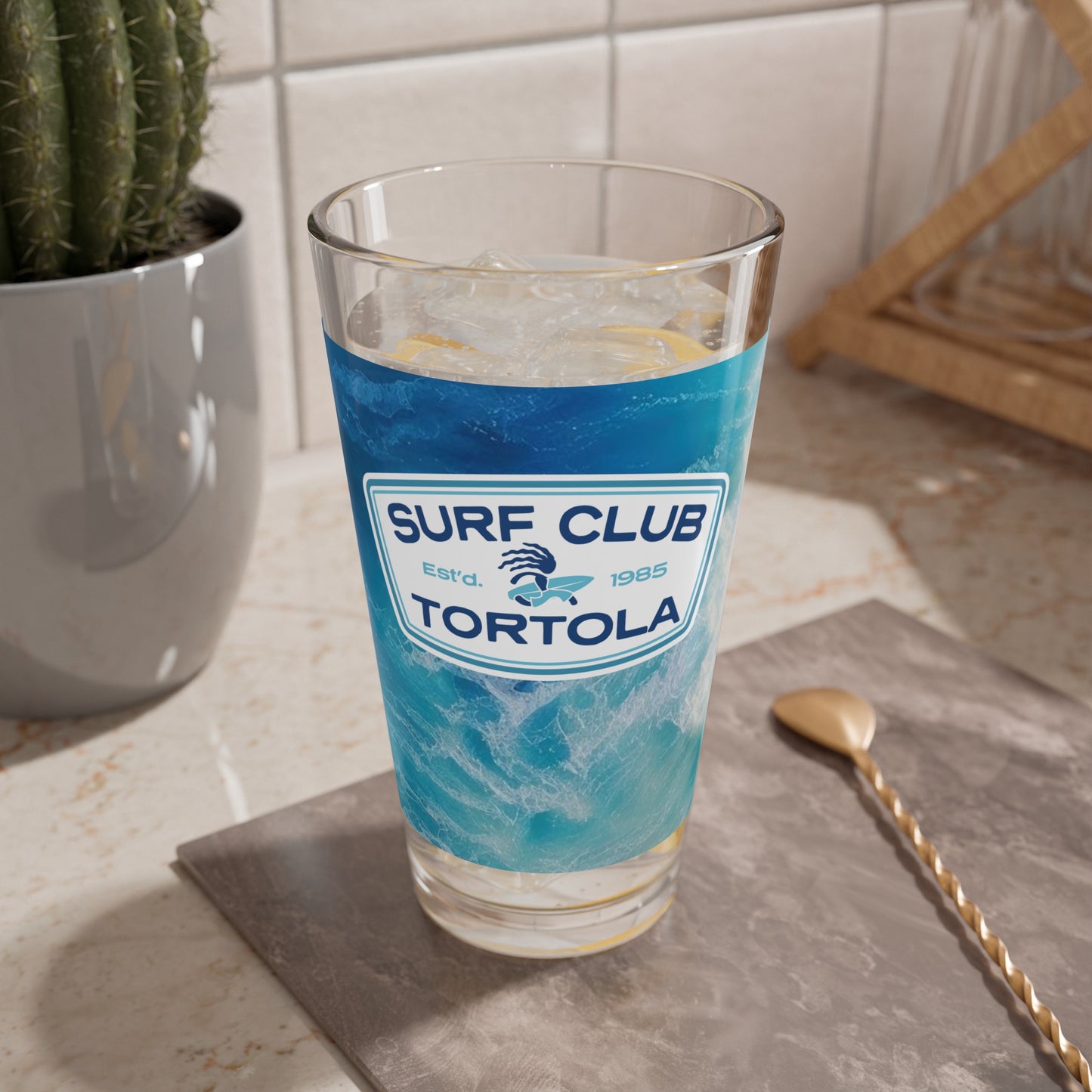 "Surf Club Tortola" Pint Glass, 16oz