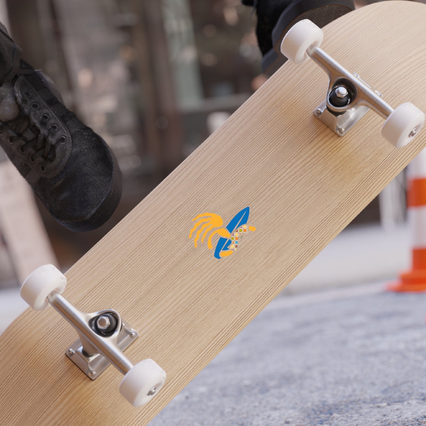 "Surfer Dude" (Squares) Transparent Outdoor Die-Cut Sticker