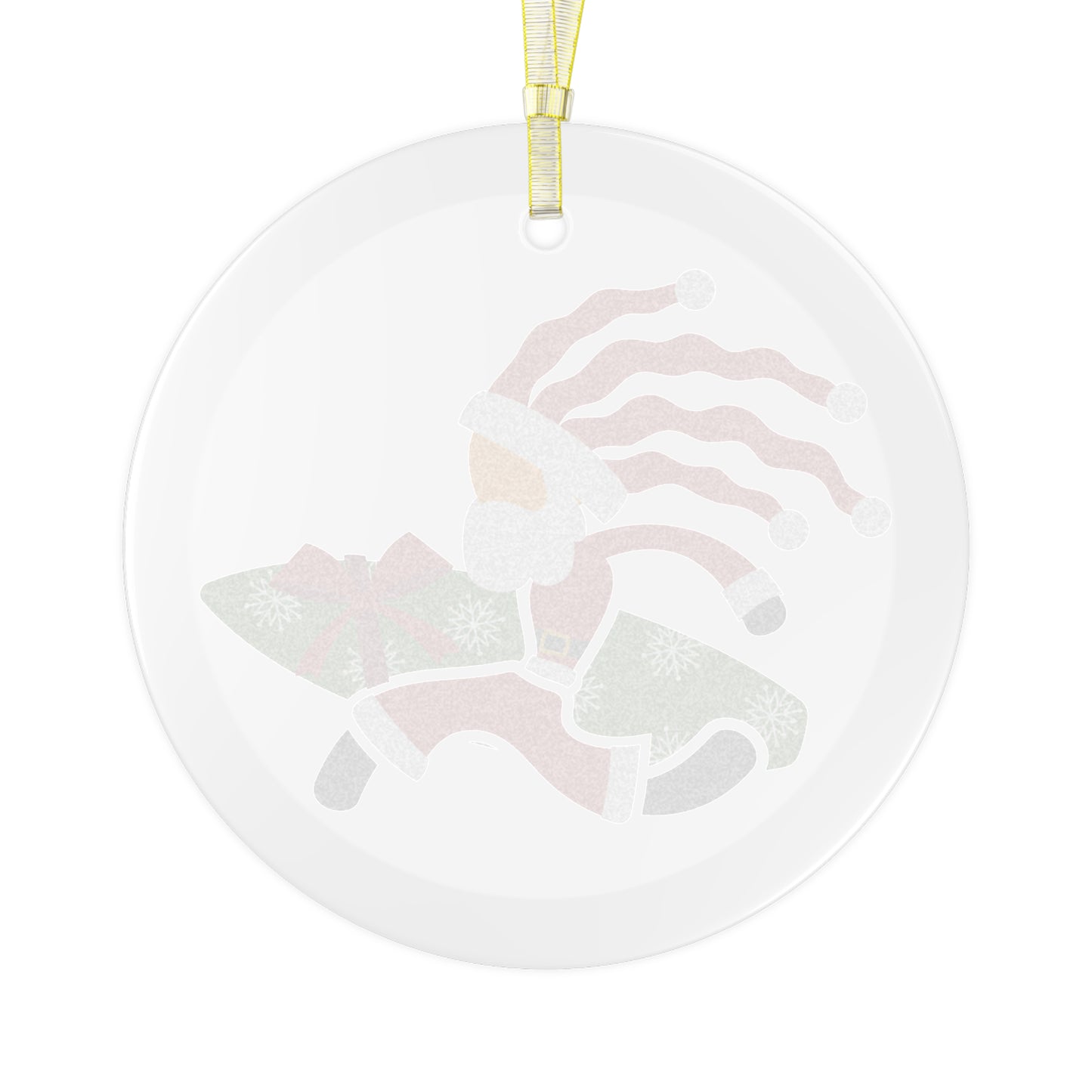 "L18º Santa Surfer" Glass Ornament