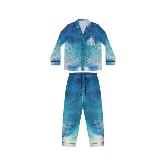 "Surf Club Tortola All Over Wave" Women's Satin Pajamas