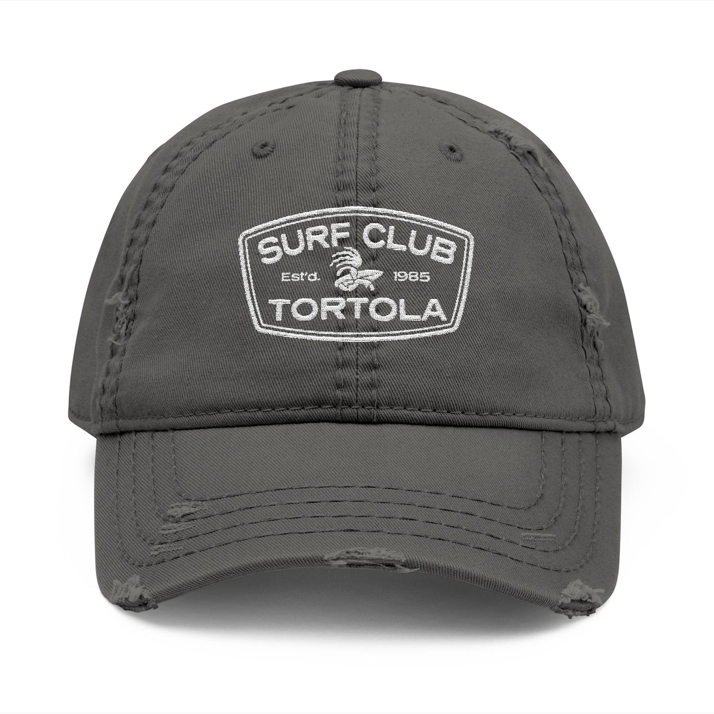 "Surf Club Tortola" Distressed Dad Hat - Embroidered Beach Cap