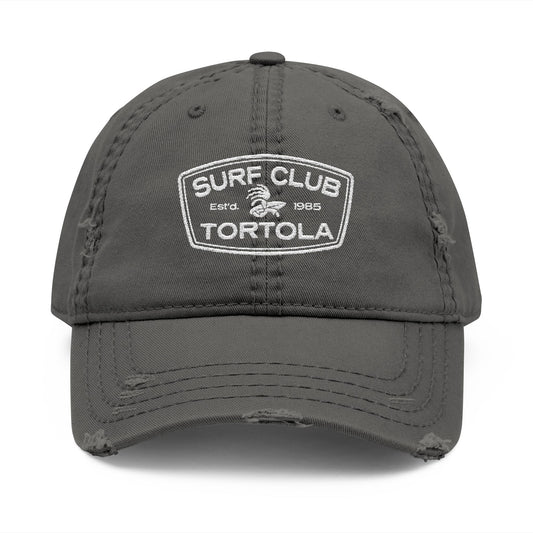 "Surf Club Tortola" Distressed Dad Hat - Embroidered Beach Cap
