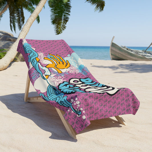 "L18º Surfer Dude" Beach Towel (Pink)