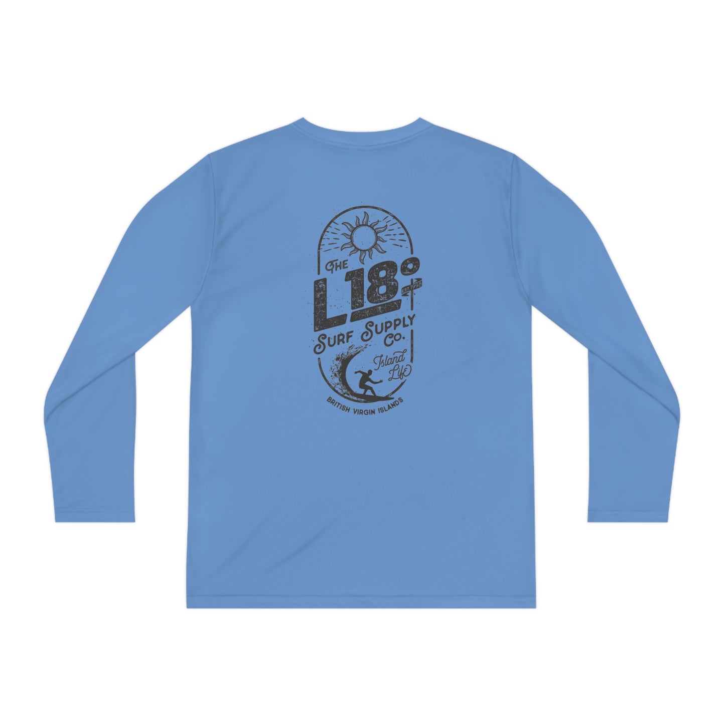 "L18º Surf Supply Co. | Surfing the Line" Youth L/S Performance Tee