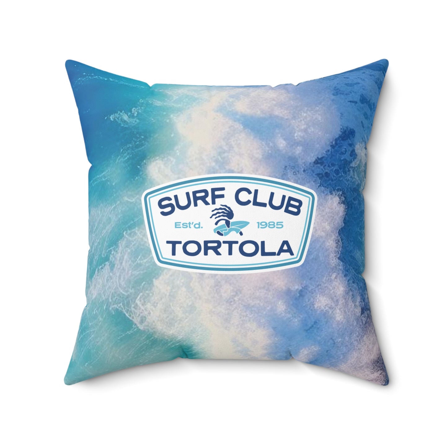 "Surf Club Tortola" Faux Suede Square Pillow (Logo)