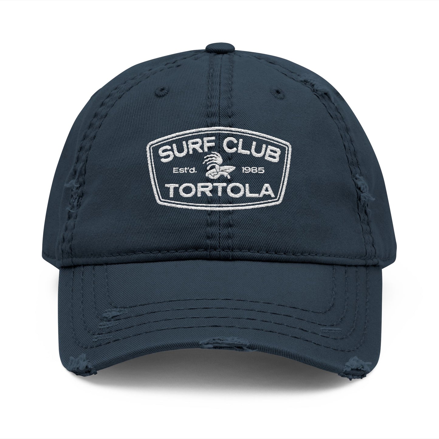 "Surf Club Tortola" Distressed Dad Hat - Embroidered Beach Cap