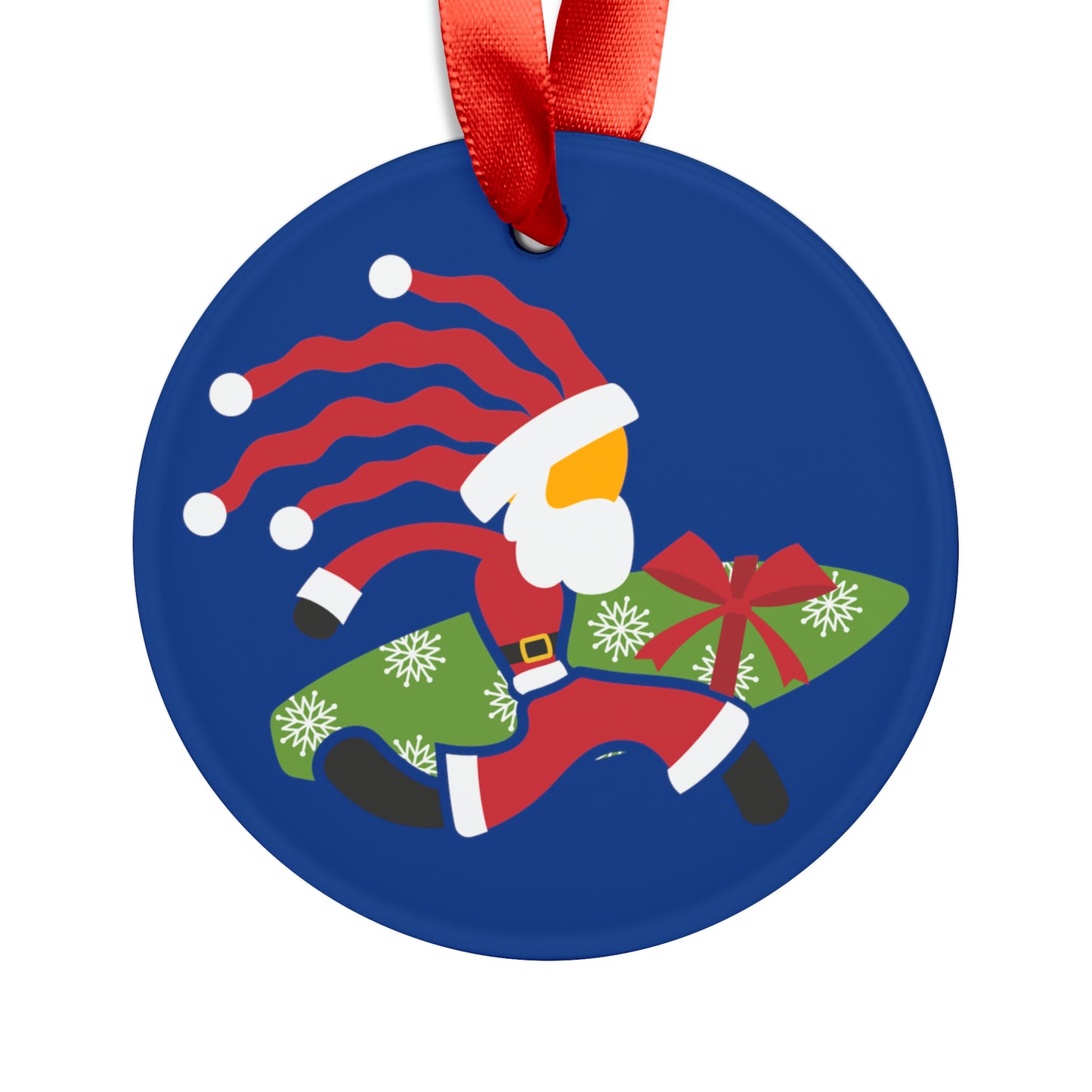 "L18º Santa Surfer" Acrylic Ornament with Ribbon