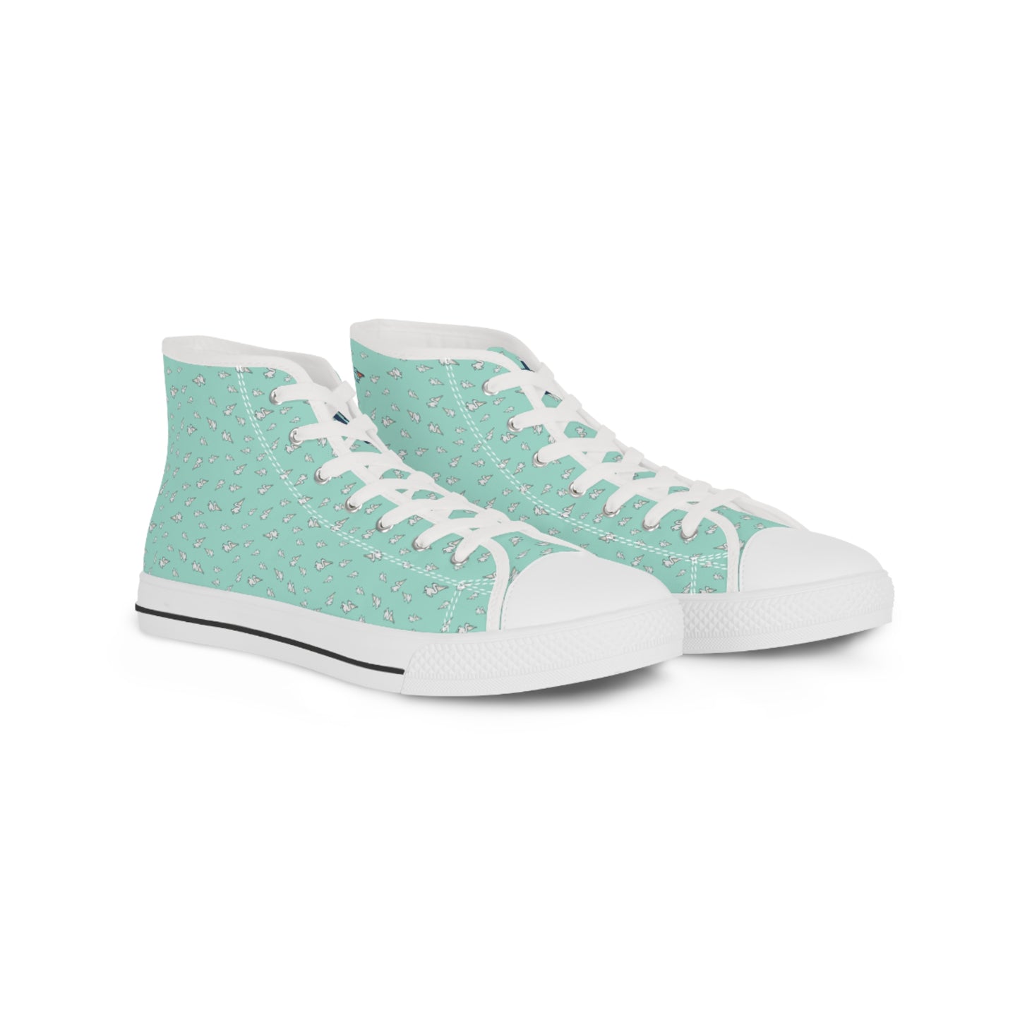 "Virgin Vibes" (Teal on White) Men's High Top Sneakers