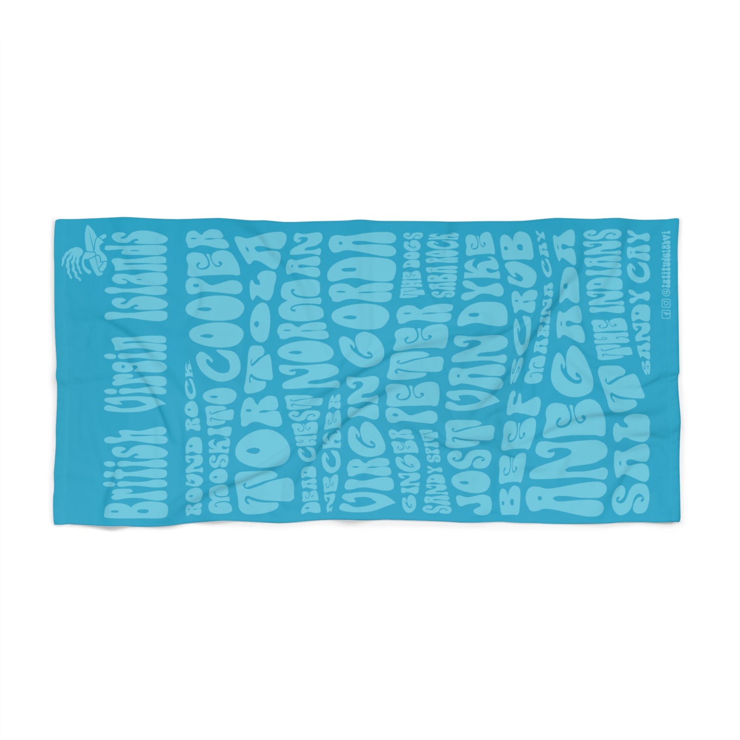 “BVI Island Names" Beach Towel